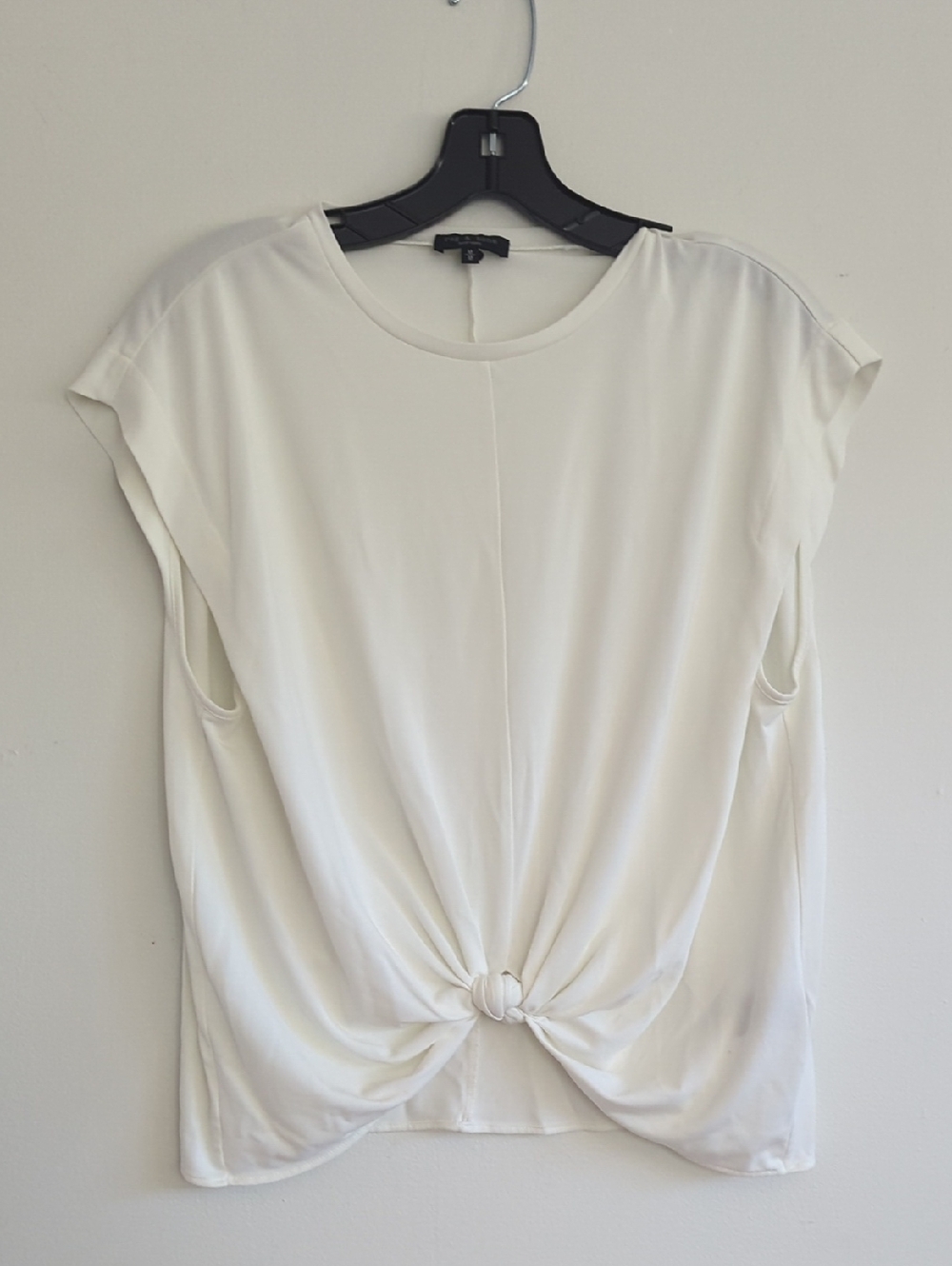 rag & bone White Knot-Front Cap Sleeve Top